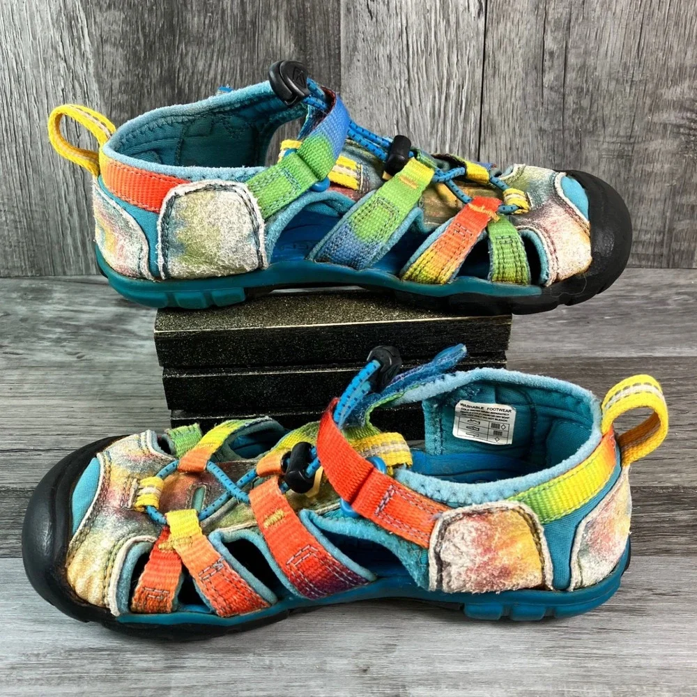 Keen Seacamp II CNX Kids 12 Rainbow Tie Dye Hybrid Sandals 1025133 Blue Multi